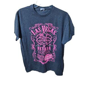 vintage womens las vegas nevada original retro limited pink/black t shirt size m